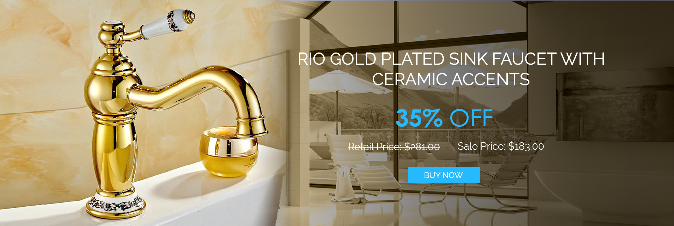 Rio Gold Plated Sink Faucet with Ceramic Accents